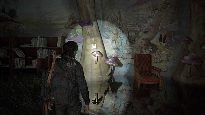 The diary entry icon will appear after you reach a partially flooded childrens section - The Last of Us 2: Road to the Aquarium - collectibles, artefacts, coins - Seattle, Day 3 - Ellie - The Last of Us 2 Guide