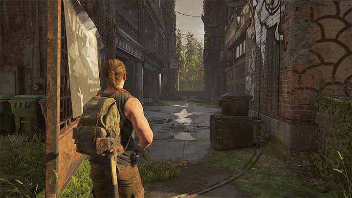 You have to reach the alley shown in the picture - The Last of Us 2: Hostile Territory - collectibles, artefacts, coins - Seattle Day 1 - Abby - The Last of Us 2 Guide