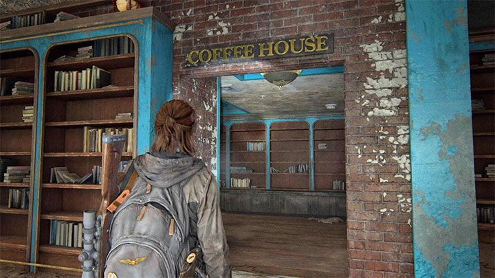 Im Buchladen finden Sie einen Durchgang zum Café Coffee House – The Last of Us 2: Wie bekomme ich einen Waffenschalldämpfer?  - Kampf – Leitfaden zu The Last of Us 2