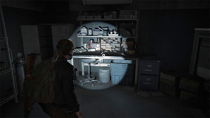 Ground Zero stage The workbench is on the lower floor of the hospital, in one of the dark rooms which you visit on the way to the power generator - The Last of Us 2: Workbenches and weapons upgrades - Character development and equipment upgrades - The Last of Us 2 Guide