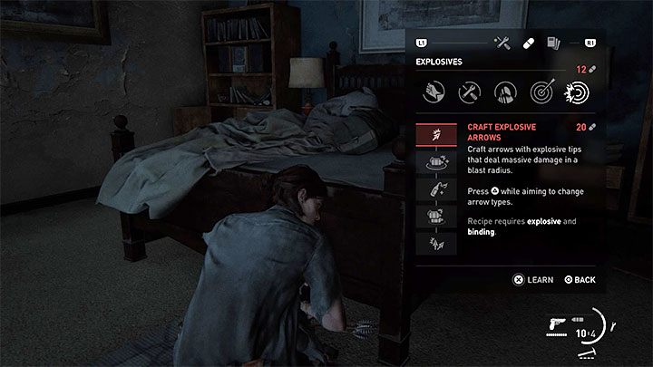 In the later part of the game, you can unlock the option of producing explosive arrows - you will need an explosives training manual - The Last of Us 2: Bow - how to obtain this weapon? - Combat - The Last of Us 2 Guide