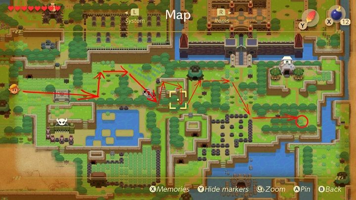 Return to the Mabe Village and exit from it on the north-east side - Anglers Tunnel | Links Awakening Walkthrough - Walkthrough - Links Awakening Guide