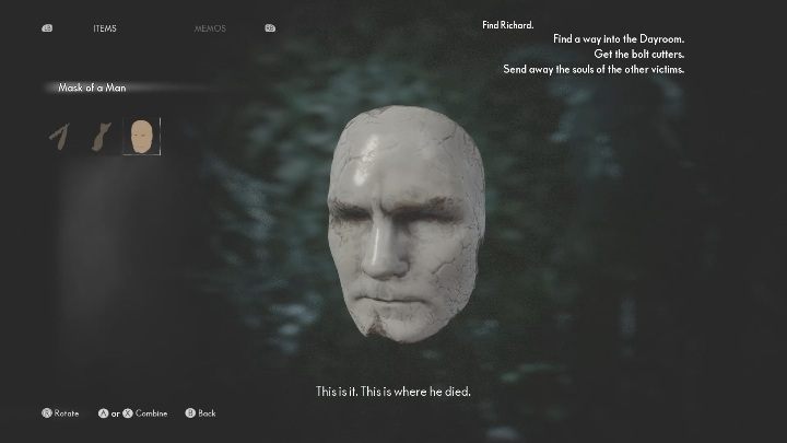 When you turn right, you will see the man's mask - The Medium: On the other side of the mirror - walkthrough - Walkthrough - The Medium Guide
