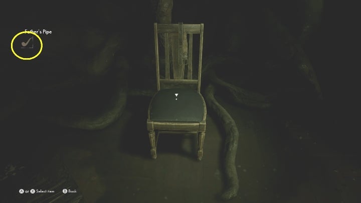 Take the wooden pipe, go to the chair and place the item on it - The Medium: Richards House - walkthrough - The Medium Guide