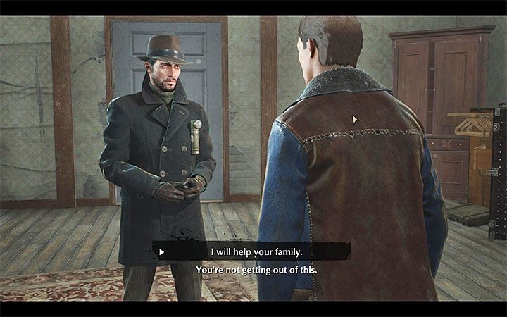 In the initial part of the conversation with Glenn Byers, simply select the available dialogue options - Self-Defense | The Sinking City walkthrough - Main cases - The Sinking City Guide