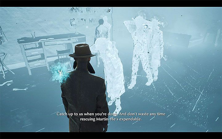 A blue cloud will appear in the apartment and this means that you can proceed with retrocognition - Self-Defense | The Sinking City walkthrough - Main cases - The Sinking City Guide