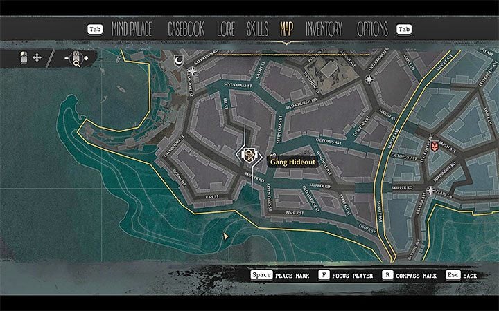 The next step is to find the Gang Hideout on the basis of a torn out map found on the body - Self-Defense | The Sinking City walkthrough - Main cases - The Sinking City Guide