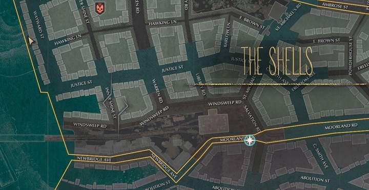 Gehen Sie zur Inner Shine Street, zwischen Windsweep Road und Justice Street – zugewiesene Lesung |  Komplettlösung für The Sinking City – Nebenfälle – The Sinking City Guide