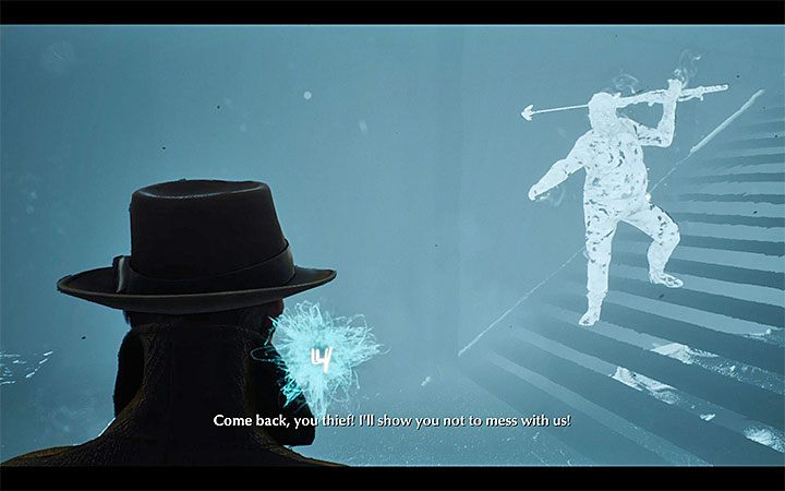 Now you can find the blue cloud to proceed with the retrocognition - Quid Pro Quo | The Sinking City walkthrough - Main cases - The Sinking City Guide