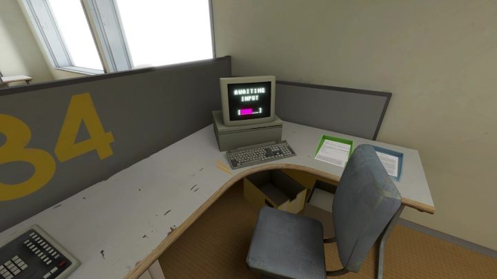 Nachdem Sie das Spiel erneut gestartet haben, finden Sie den PC im ersten Büroraum, am Schreibtisch von Mitarbeiter 434 – Stanley Parable Ultra Deluxe: Linke Tür – Liste aller Enden – Alle Enden – Stanley Parable Ultra Deluxe Guide