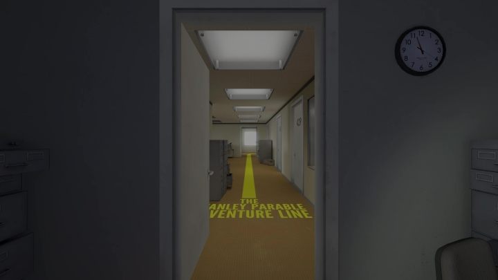 This time, at the start of the game, you'll be greeted by a yellow line - Stanley Parable Ultra Deluxe: Right door - all endings - All endings - Stanley Parable Ultra Deluxe Game Guide