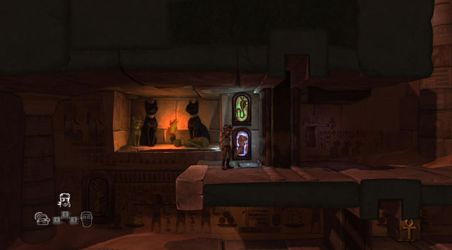 Stand on the pressure plate with the snake image with one of the imprisoned characters and with the second on the one with the lion image - The Adventurer - Locations for specific characters - The Cave - Game Guide and Walkthrough