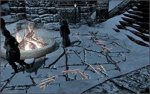 Follow Arngeir, eventually reaching the High Hrothgar Courtyard - Meeting with the Greybeards | The Throat of the World - The Throat of the World - The Elder Scrolls V: Skyrim Game Guide