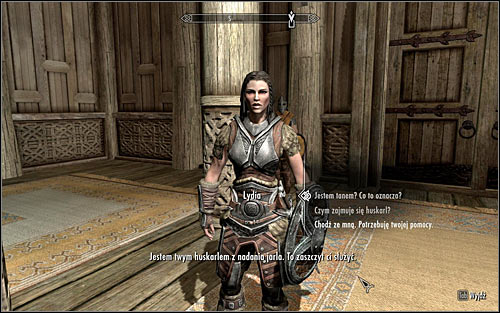  Dirigez-vous vers la sortie Dragonsreach et vous rencontrerez Lydia, que le Jarl a mentionnée (écran ci-dessus) - Direction les Têtes Grises | Le Chemin de la Voix - Le Chemin de la Voix - The Elder Scrolls V: Guide de jeu Skyrim 