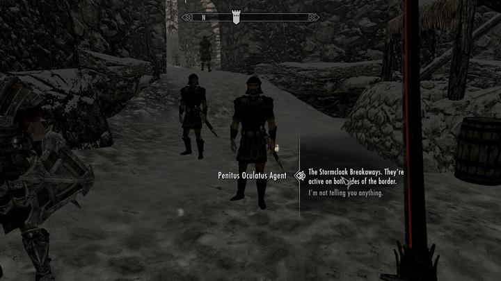You can give the information to the agents or start fighting with them. - A Stormcloack in Chains | Quests in the game - Quests in the game - The Elder Scrolls V: Skyrim Game Guide
