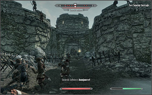 The fort is currently in ruins, so the game presents you with a couple of ways to get inside - Battle for Fort Snowhawk | Stormcloak Rebellion Quests - Stormcloak Rebellion Quests - The Elder Scrolls V: Skyrim Game Guide