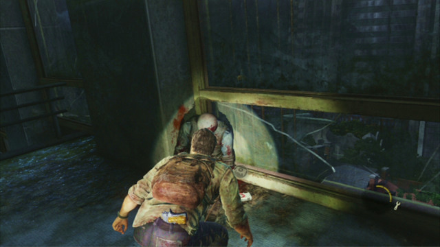 Climb onto the wall as soon as the infected turns away, and pick up the first-aid kit lying at the soldiers corpse - The Last of Us: Downtown, The Outskirts Walkthrough, map - The Outskirts - The Last of Us Guide