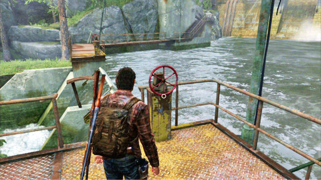 Steigen Sie die Treppe hinauf und drehen Sie das rote Ventil – The Last of Us: Hydroelectric Dam, Komplettlösung für Tommys Dam – Tommys Dam – The Last of Us Guide
