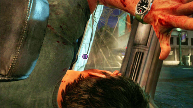 Once the ride draws to an end, keep tapping the square quickly to break the window - Prologue | Prologue | The Last of Us Walkthrough - Prologue - The Last of Us Guide