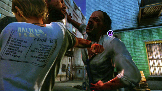 When you are attacked by a zombie, push it away as quickly as you can, by pressing the square - Prologue | Prologue | The Last of Us Walkthrough - Prologue - The Last of Us Guide