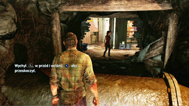 After you jump down to a lower level, keep following the woman and press the X whenever you need to go around an obstacle - 20 Years Later | The Quarantine Zone | The Last of Us Walkthrough - The Quarantine Zone - The Last of Us Guide
