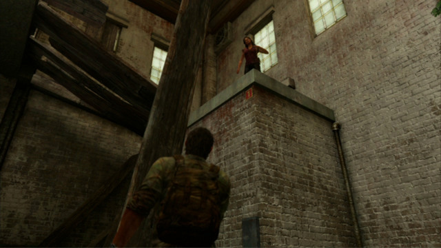 The woman will throw it over the opening to create a makeshift footbridge - Beyond the Wall (text & map) | The Quarantine Zone | The Last of Us Walkthrough - The Quarantine Zone - The Last of Us Guide