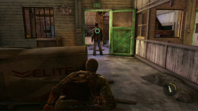 Behind the door, there is another phase that will require you to move about stealthily - The Slum (text & maps) | The Quarantine Zone | The Last of Us Walkthrough - The Quarantine Zone - The Last of Us Guide