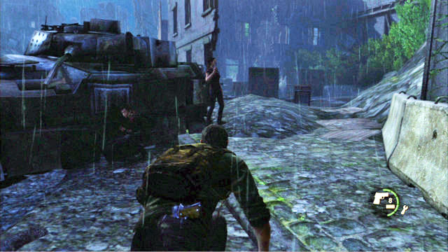 Once you are outside again, follow Tess to the right - Outside | The Outskirts | The Last of Us Walkthrough - The Outskirts - The Last of Us Guide