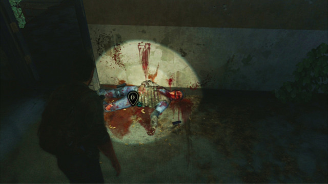 At its right end, you will find a corpse of a man and, a bit further, a staircase - Downtown (text & maps) | The Outskirts | The Last of Us Walkthrough - The Outskirts - The Last of Us Guide