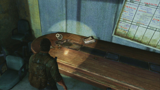 Before you go upstairs, open the nearby door and collect spares located at the other end of the room - Downtown (text & maps) | The Outskirts | The Last of Us Walkthrough - The Outskirts - The Last of Us Guide