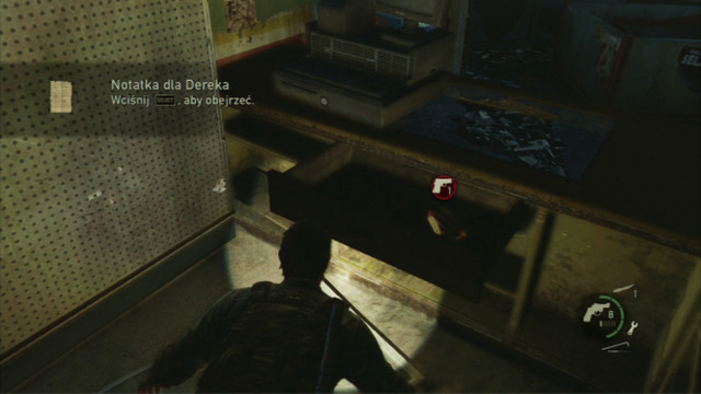 As you go ahead, you will get into a derelict shop with a long counter - Downtown (text & maps) | The Outskirts | The Last of Us Walkthrough - The Outskirts - The Last of Us Guide