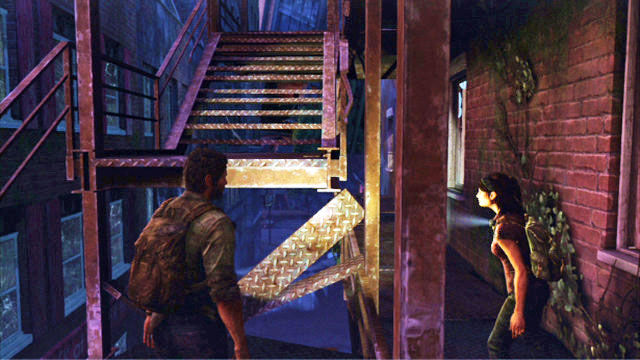 You need to talk to Tess there and then, climb up the fire escape to the rooftop - The Museum | The Outskirts | The Last of Us Walkthrough - The Outskirts - The Last of Us Guide