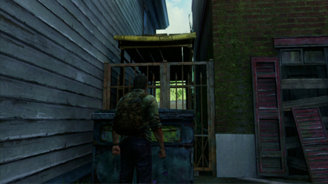 To get up, you need to move a nearby container - The Capitol Building (text & maps) | The Outskirts | The Last of Us Walkthrough - The Outskirts - The Last of Us Guide
