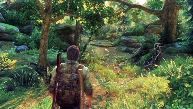 After the chapter starts, go ahead and take the path to the right at the fork - The Woods | Bills Town | The Last of Us Walkthrough - Bills Town - The Last of Us Guide