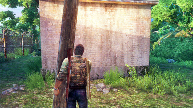 Pick it up and lean it against the structures wall - The Woods | Bills Town | The Last of Us Walkthrough - Bills Town - The Last of Us Guide