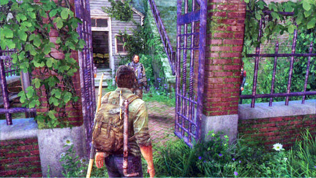 As soon as the area is clear, follow Bill - Safehouse | Bills Town | The Last of Us Walkthrough - Bills Town - The Last of Us Guide