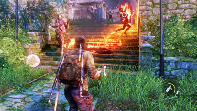 Instead, try and run through the entire graveyard as fast as you can, and gather all of them in a narrow passage - Graveyard | Bills Town | The Last of Us Walkthrough - Bills Town - The Last of Us Guide