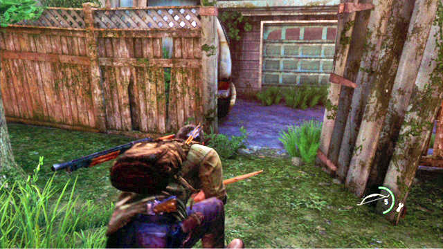 Follow the edge of this location until you reach the gate in the fence on the left - Graveyard | Bills Town | The Last of Us Walkthrough - Bills Town - The Last of Us Guide