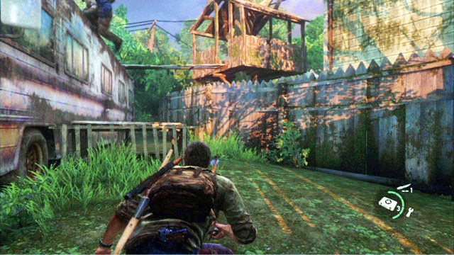 Squeeze past the monsters and, while avoiding getting into fight, make it over to the other side of the building - Graveyard | Bills Town | The Last of Us Walkthrough - Bills Town - The Last of Us Guide
