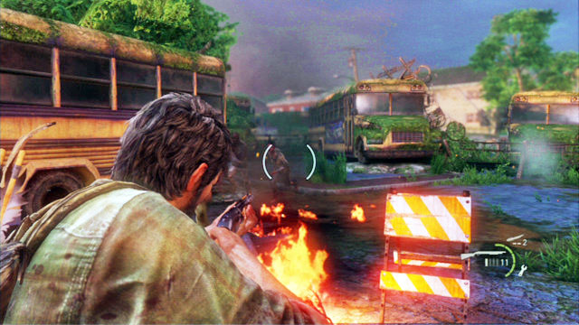 Go along the rim of this location until you are, finally, spotted and attacked by a group of mutants - Graveyard | Bills Town | The Last of Us Walkthrough - Bills Town - The Last of Us Guide