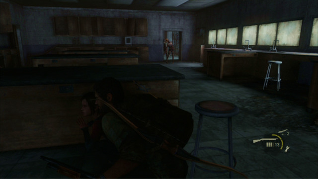 When the first enemy dies, wait for the clicker on the right - High School Escape (text & map) | Bills Town | The Last of Us Walkthrough - Bills Town - The Last of Us Guide