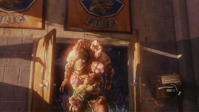 The bloater is a formidable enemy which can launch exploding spores - High School Escape (text & map) | Bills Town | The Last of Us Walkthrough - Bills Town - The Last of Us Guide