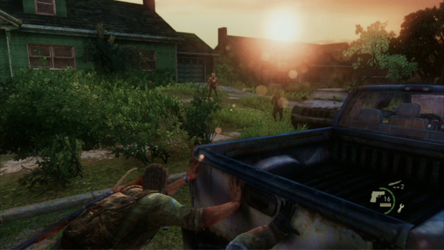 When the car gets out into the road, you will have to keep pushing it and making brief stops for killing the incoming enemies - High School Escape (text & map) | Bills Town | The Last of Us Walkthrough - Bills Town - The Last of Us Guide
