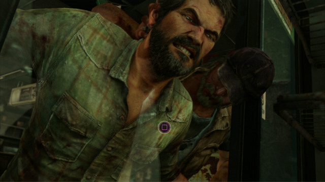 When the cutscene ends, start tapping the square as soon as possible, to avoid the broken glass and kill the assailant that is holding you - Alone and Forsaken (text & map) | Pittsburgh | The Last of Us Walkthrough - Pittsburgh - The Last of Us Guide