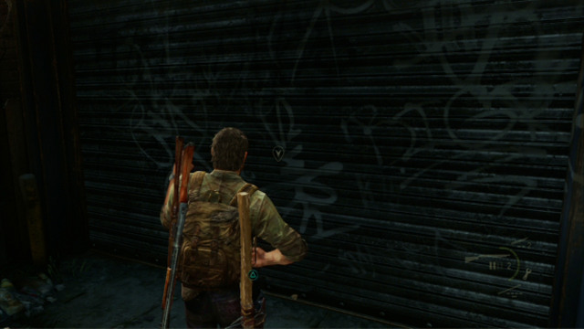 Once you are done checking every possible corner, open the garage door on at the left end of the valley - Alone and Forsaken (text & map) | Pittsburgh | The Last of Us Walkthrough - Pittsburgh - The Last of Us Guide