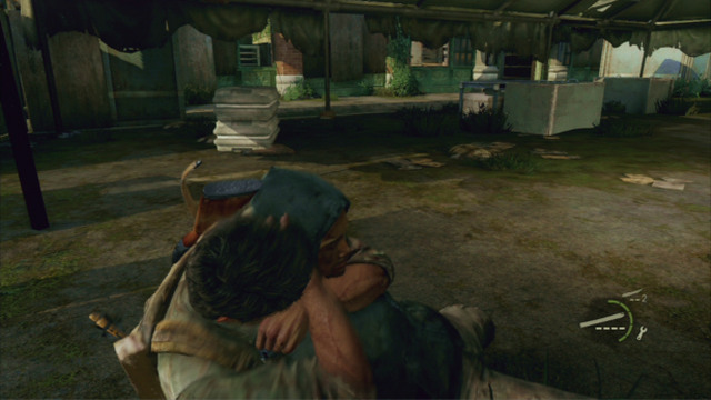 Take cover behind the car again and wait for the next bandit to come; strangle him too - Alone and Forsaken (text & map) | Pittsburgh | The Last of Us Walkthrough - Pittsburgh - The Last of Us Guide