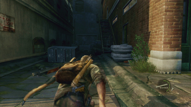 Once the area is clear, sneak slowly to the other end of the location and turn into the alley to the right - Alone and Forsaken (text & map) | Pittsburgh | The Last of Us Walkthrough - Pittsburgh - The Last of Us Guide