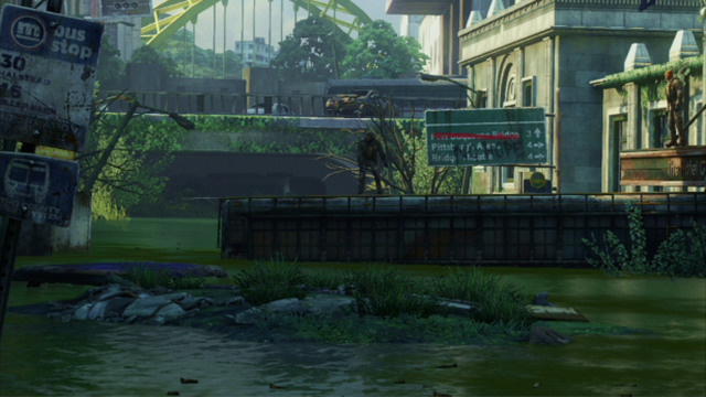 Eventually, you will reach a small, green lake where you will watch a short cutscene - Alone and Forsaken (text & map) | Pittsburgh | The Last of Us Walkthrough - Pittsburgh - The Last of Us Guide