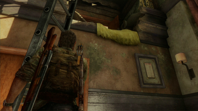 Pick it up by pressing the triangle and lean it against the wall under the rift above - Hotel Lobby (text & maps) | Pittsburgh | The Last of Us Walkthrough - Pittsburgh - The Last of Us Guide