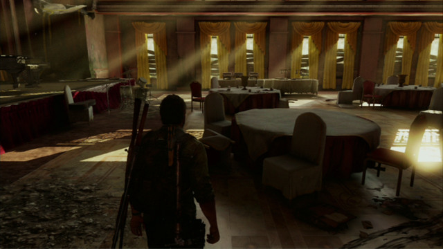 At the end, there is a ballroom with a grand piano in it - Hotel Lobby (text & maps) | Pittsburgh | The Last of Us Walkthrough - Pittsburgh - The Last of Us Guide